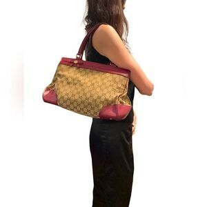 Gucci Mayfair burgundy leather Gg tote